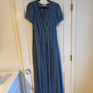 Maternity Blue Shimmery Maxi Dress | Chiffon